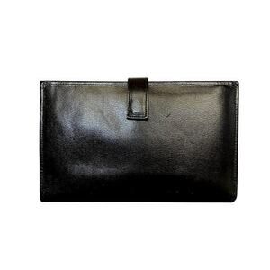 Vintage Black Cowhide Leather Travel Wallet - Unisex Document Organizer